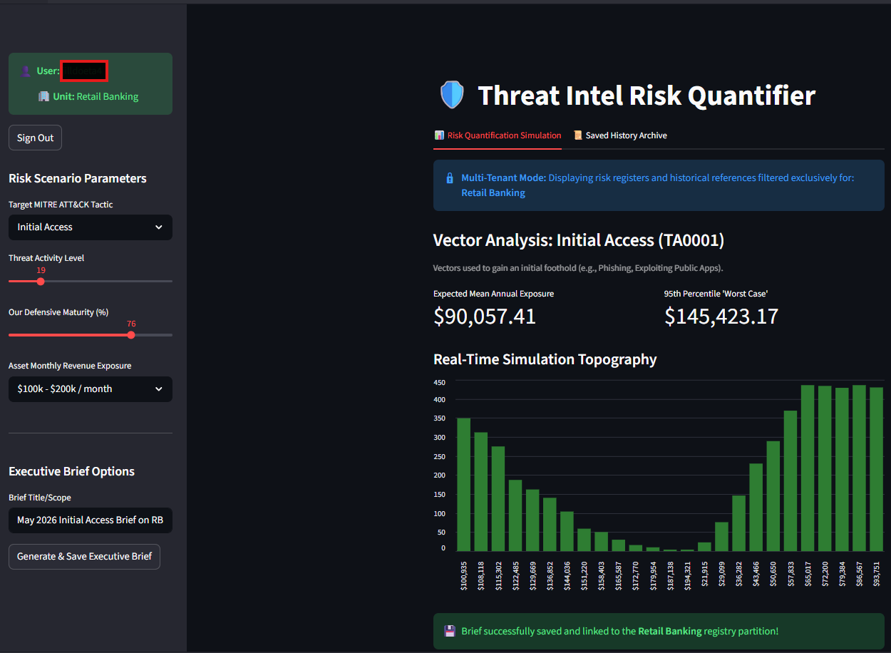 Risk Quantifier Configuration Sidebar